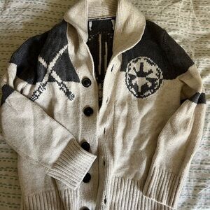 GAP kid’s Cream and Black Cardigan Sweater  star wars